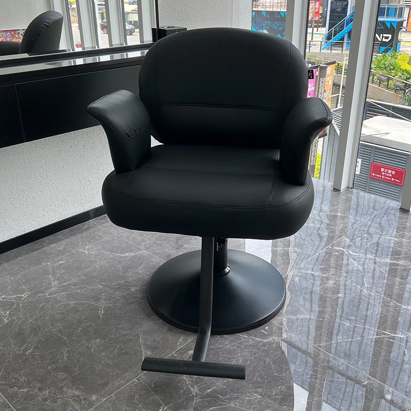 

Simple Barber Chairs Modern Metal Black Swivel Comfort Styling Chair Adjustable Handrail Barbearia Cadeira Furniture HD50LF