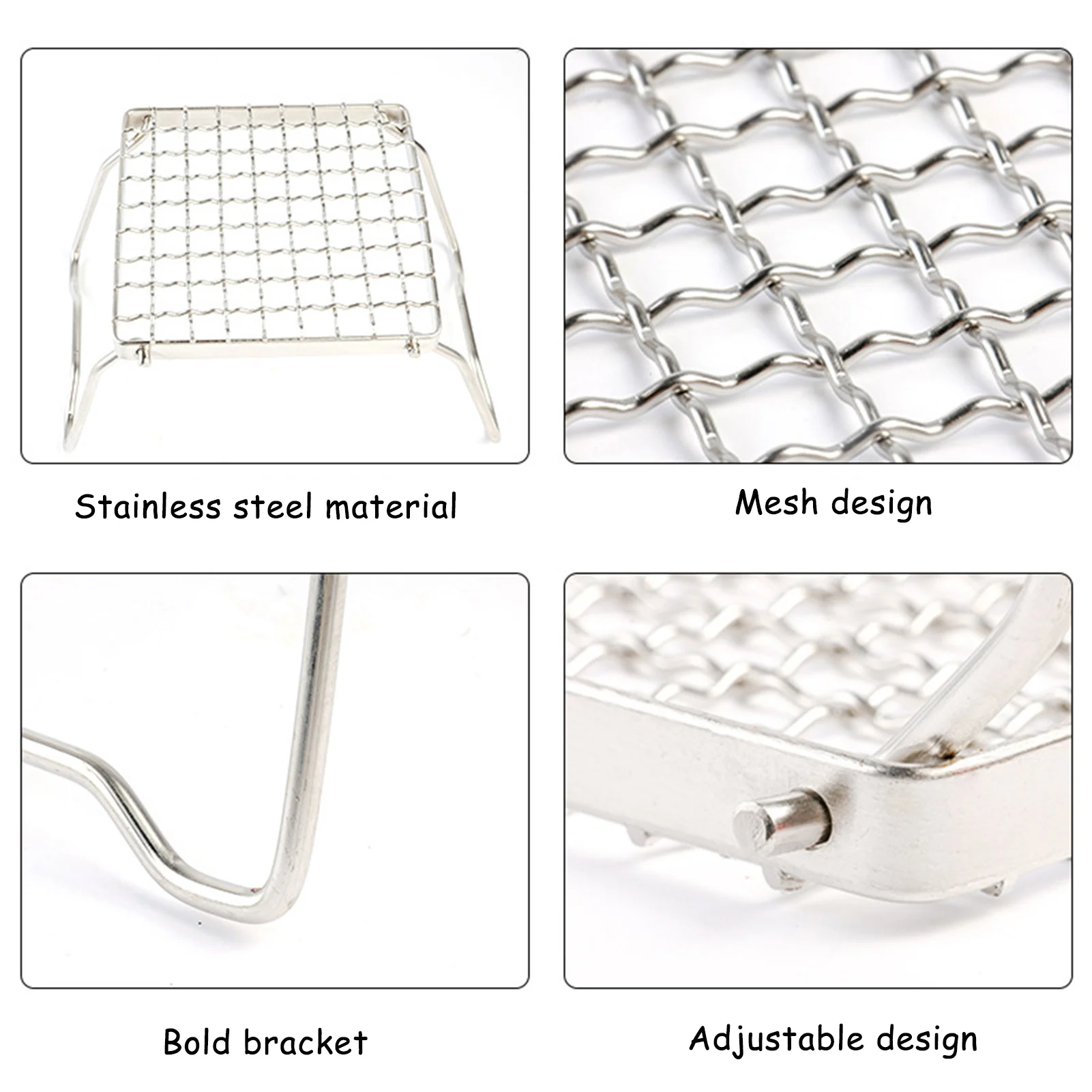 Outdoor Camping Grill Stand Baking Tray Bracket Stainless Steel Detachable BBQ Rack for Garden Outdoor Barbecue Picnic