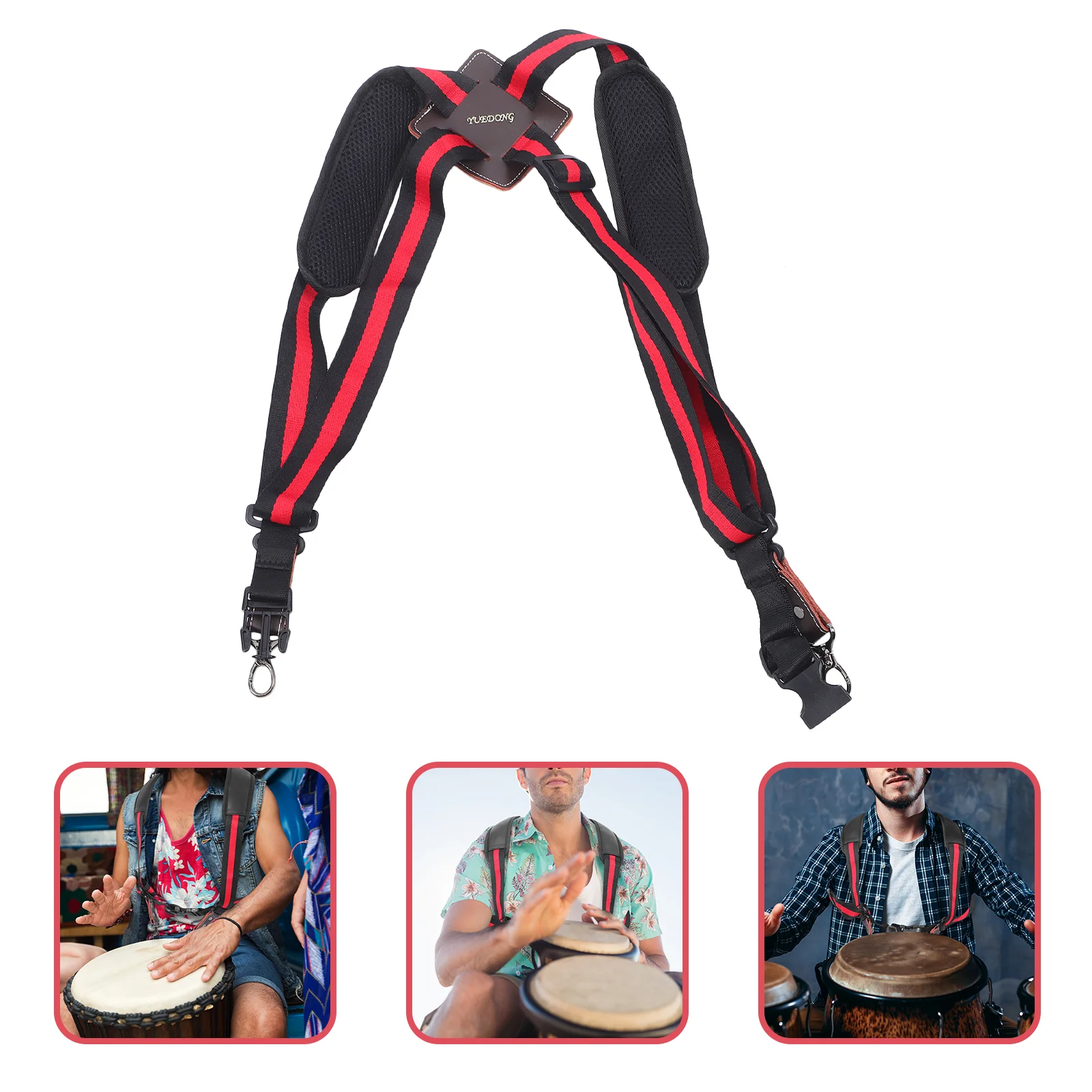 

Drum Strap with Metal Hook Polyester Snare Replacement Shoulder for Adjustable Belt Part Music Instruments