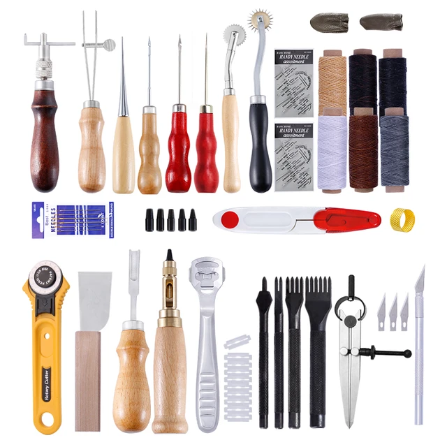 TLKKUE Leather Working Kit, Leather Working Tools for Beginners, Leather  Crafting Tools and Supplies with Storage Bag Sewing Carving Punching  Cutting