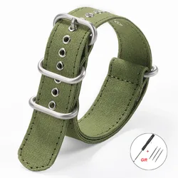 Universal Nylon Canvas Watch Strap - Fabric Bracelet Replacement for Men & Women (18mm, 20mm, 22mm) (Army Green)