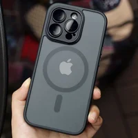 Magnetic Luxury Matte Translucent Armor Shockproof Case For iPhone 14 13 12 11 15 Pro Max Plus For Magsafe Wireless Charge Cover 6
