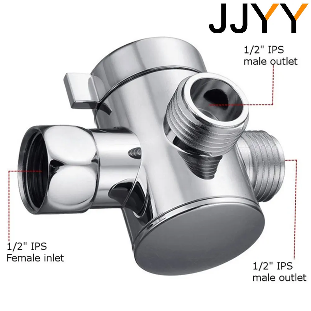 Shower Diverter Valve JJYY Multifunction 3 Way Shower Head Diverter Valve G1/2 Three Function Switch Adapter Connector