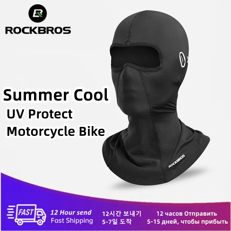 ROCKBROS Motorcycle Mask Summer Balaclava UV Protection Sport Masks Glasses Hole Face Quick-Drying Cycling Ice silk Mask