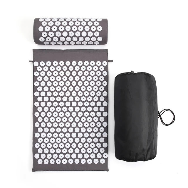 68*42*2cm Dark Gray  Acupressure Massage Mat & Pillow Set Free Storage Bag 2