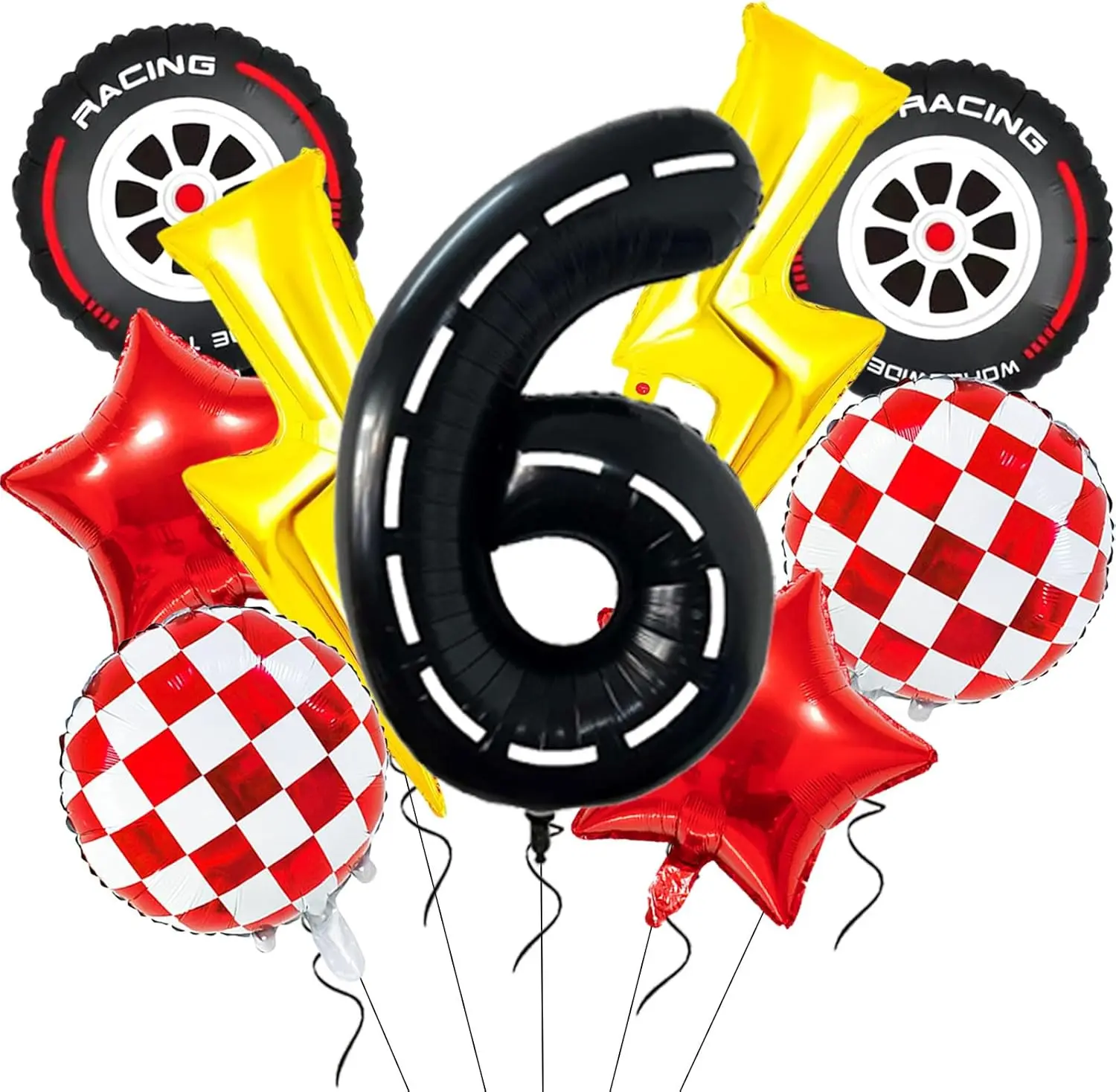 9 Teile/satz Blitz Racing Auto Luftballons Geburtstag Dekoration jungen Geburtstag Streifen Anzahl Racing Party Dekoration Aufblasbare Spielzeug – Detail 17