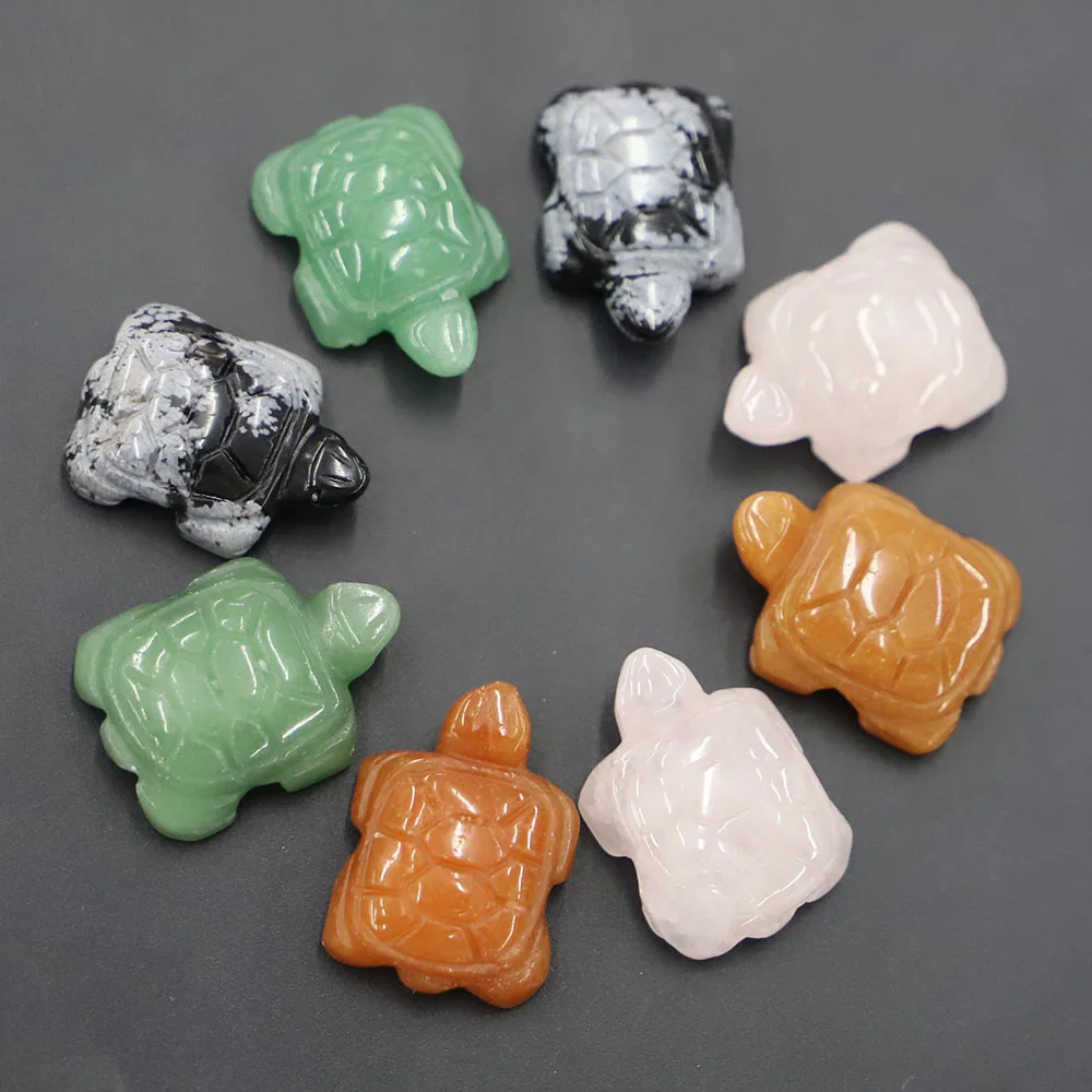 Free Shipping Natural Stone Hand-carved Turtle Decoration Small Animal Semi-precious Charm Jewelry Accessories Wholesale 8Pc/Lot