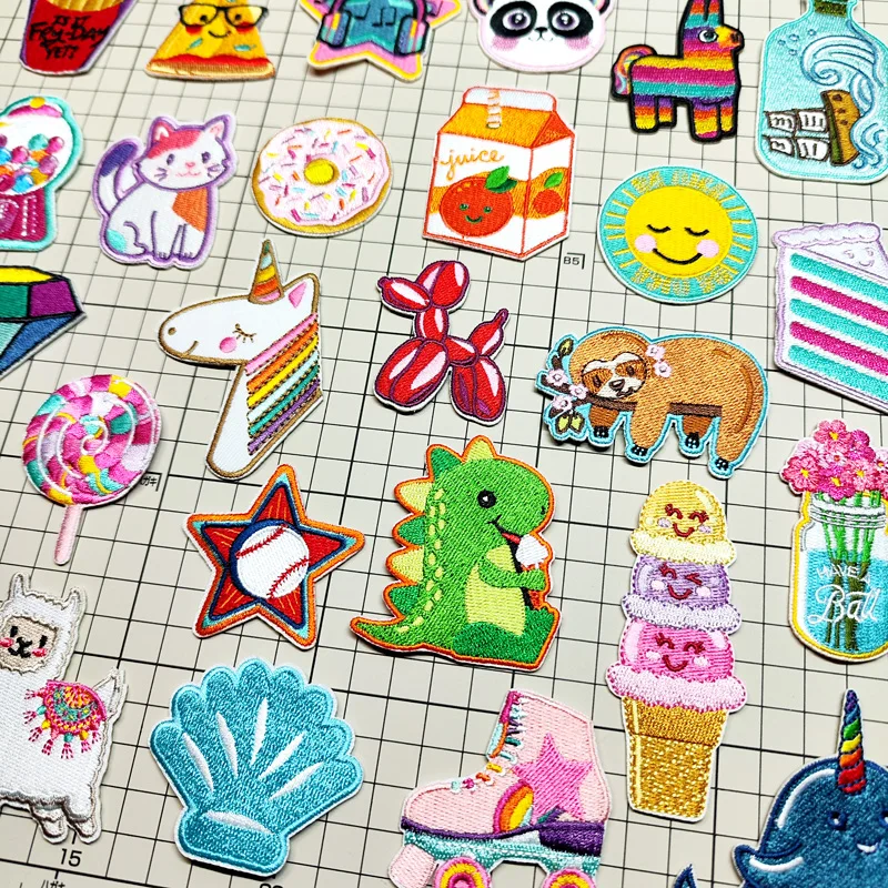 Pizza Lollipop Watermelon Iron On Patch Apparel Sewing Fabric Handmade Appliques For Clothing Stickers Badge Parche Dinosaur images - 6