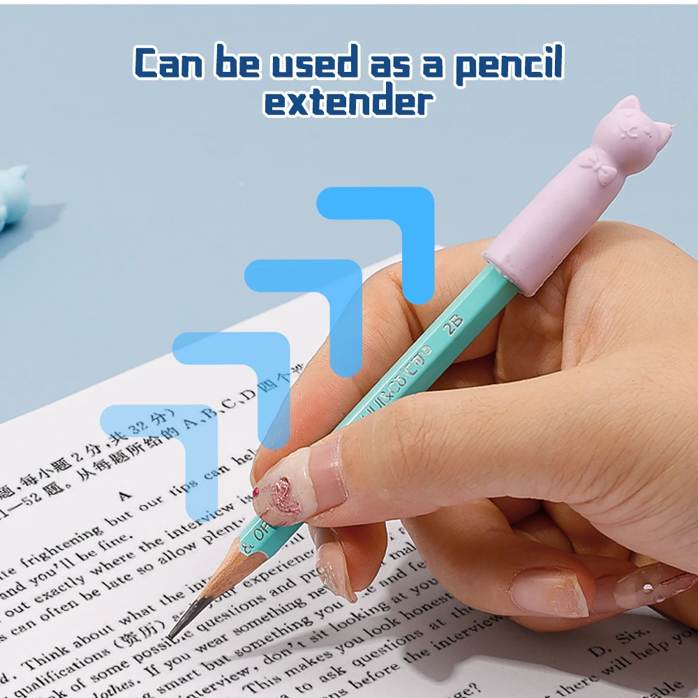 1-20Pcs Cat Erasers Pencil Tip Cap Kawaii Wipe Clean Rubber Eraser Cute Pen Topper Cap Student Stationery School Office Supplies