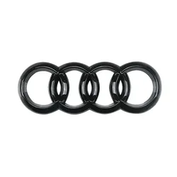 Sleek ABS Car Hood and Rear Logo Emblem - 4 Rings Design - Rear 192mmX67mm (Glossy Black)
