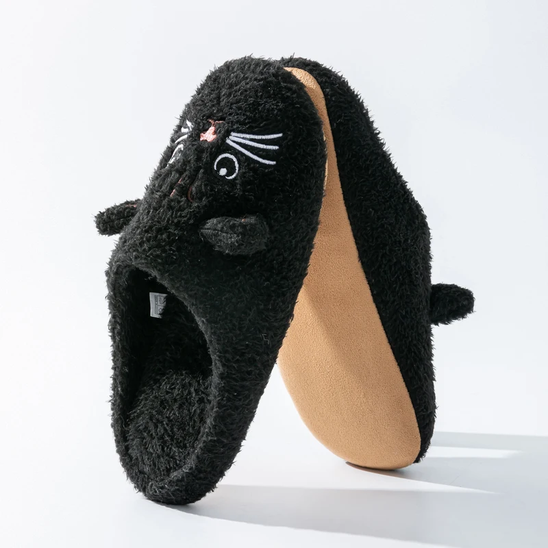 Cute Cat Design Plush Ladies Slippers And …