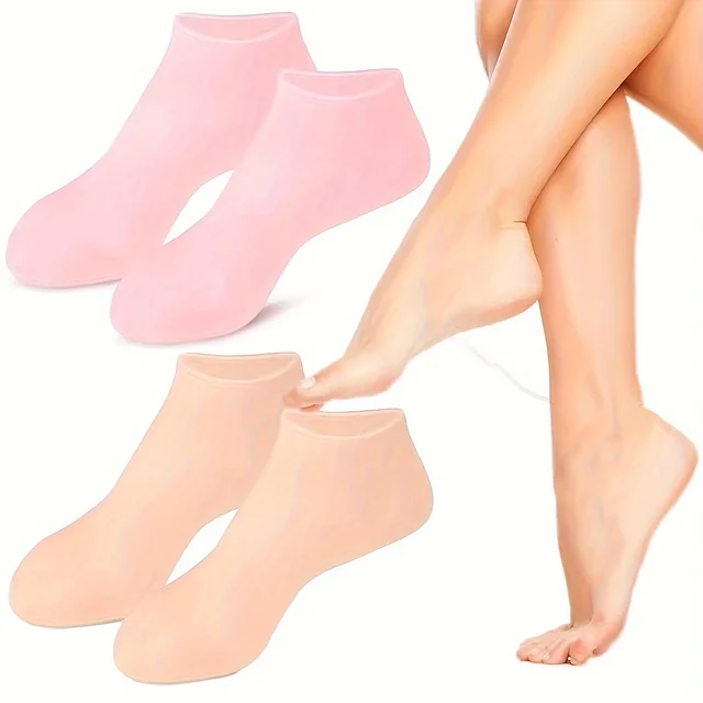 2 Pack Moisturizing Silicone Gel Socks for Dry Cracked Feet Nourishing Skin Lubricating Foot Care Massage Socks 1