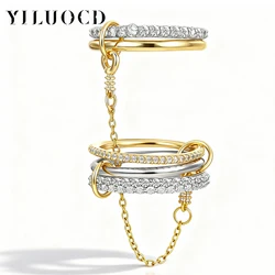 Elegant Gold Plated Interlocking Chain Rings with Cubic Zirconia - Set of 5 - 10 (5pcs)