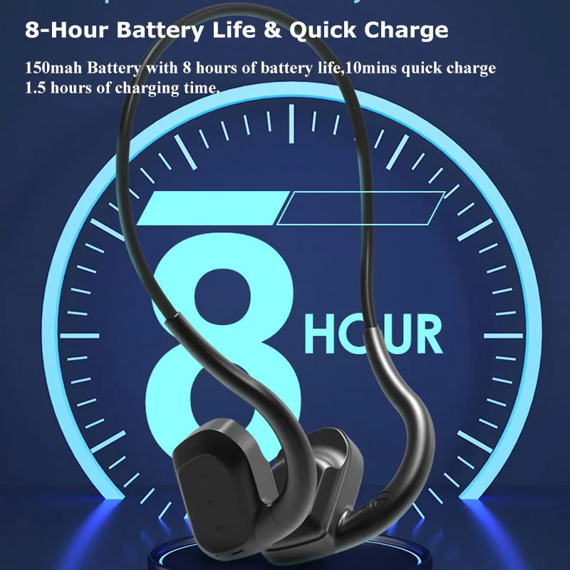 IPX8 Waterproof Bone Conduction Earphone Bluetooth5.3 Swimming Headphones 32G Memory Handsfree Call Music Headset Stereo Earbuds