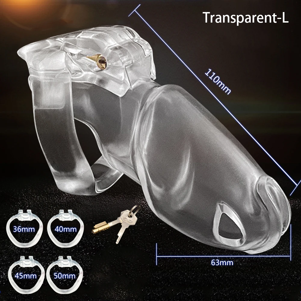 Cage De Chasteté Masculine HTV5 Transparente | 5 Tailles + 3 Anneaux | Résine Hypoallergénique