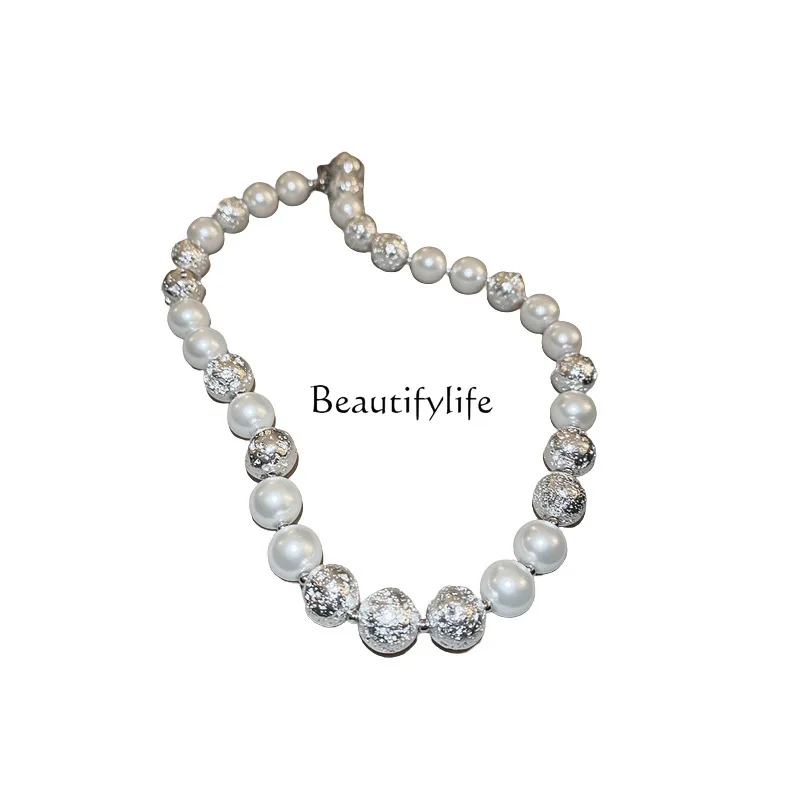 

round Pearl French Elegant Special-Interest Design Clavicle Chain Fashion High Sense Ornament
