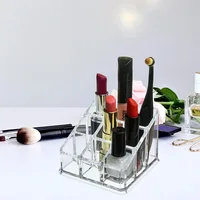 1PC 9-grid Lipstick Storage Box Desktop Transparent Lip Gloss Storage Box Display Rack Minimalist Lipstick Rack 1