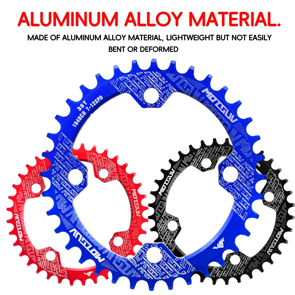 MOTSUV- 104 BCD 32T/34T/36T/38T Oval Round Bicycle Chainring MTB Bike Parts Light Star Ring for Shimano Series 104BCD Accessory bike chainring