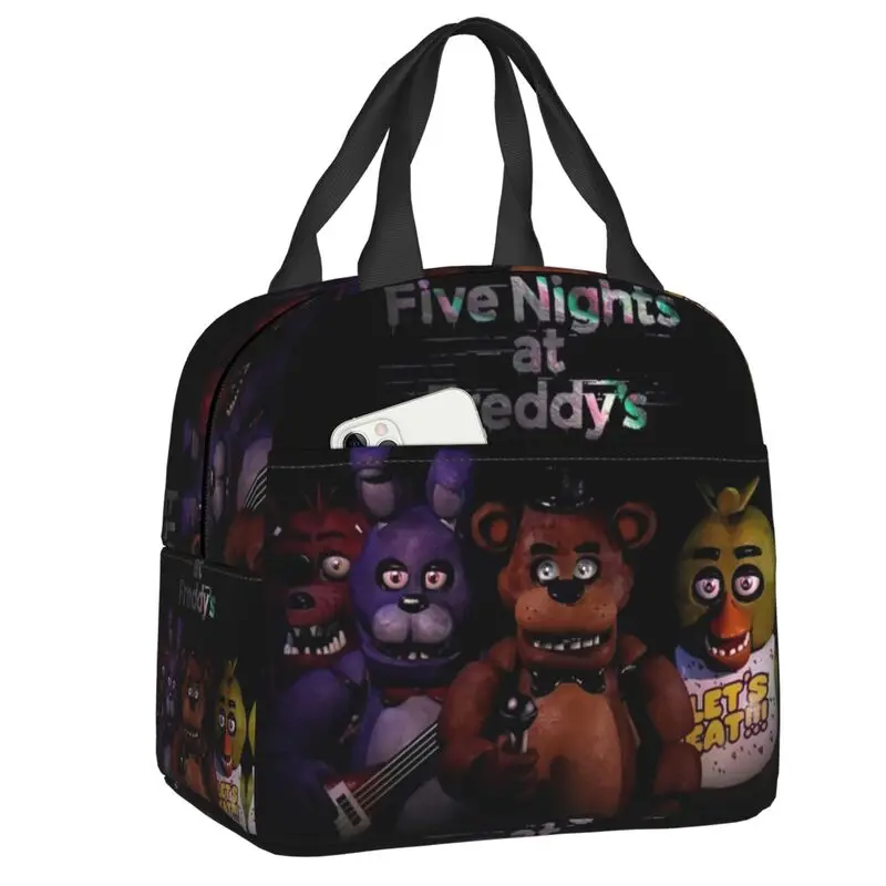 

Five Nights At Freddyss Insulated Lunch Bag for School Office Anime Game Waterproof Cooler Thermal Lunch Box Women Kids