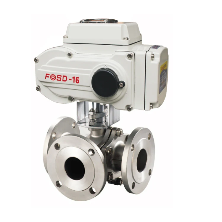 

CF8 304 Stainless Steel L Type Electric 3 way flange ball valve