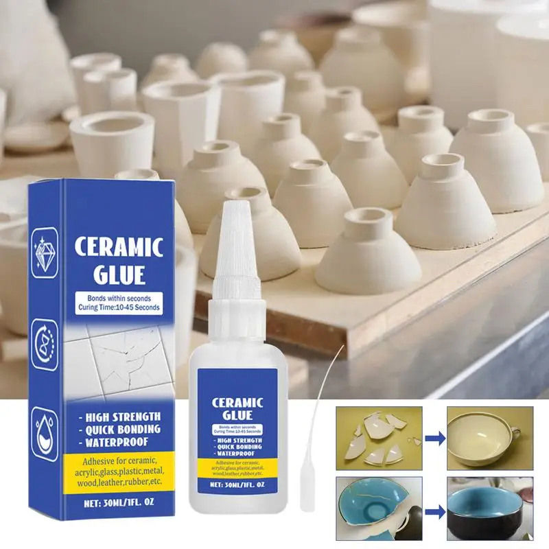 Surcotto Pegamento Instantáneo Para Cerámica Y Porcelana Extra Fuerte 30 G, Adhesivo De Porcelana Apto Para Lavavajillas, Adhesivo De Cerámica Extra Fuerte, Líquido Resistente Al Calor