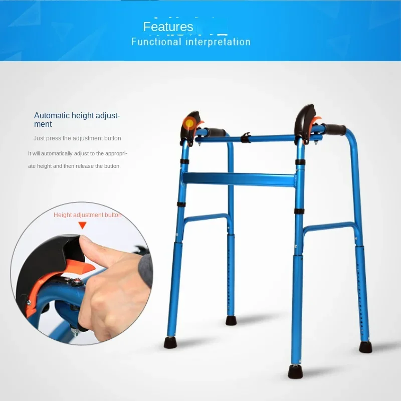 Foldable Stair Climbing Walker, Aluminum Alloy Mobility Aid, Automatic Height Adjustable Support, Rehabilitation for Elderly