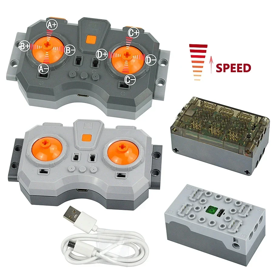 

4 Channel Rechargeable Bluetooth Battery Box Technical Parts Bricks Speed Remote Control PF Building Blocks Modification Leduo