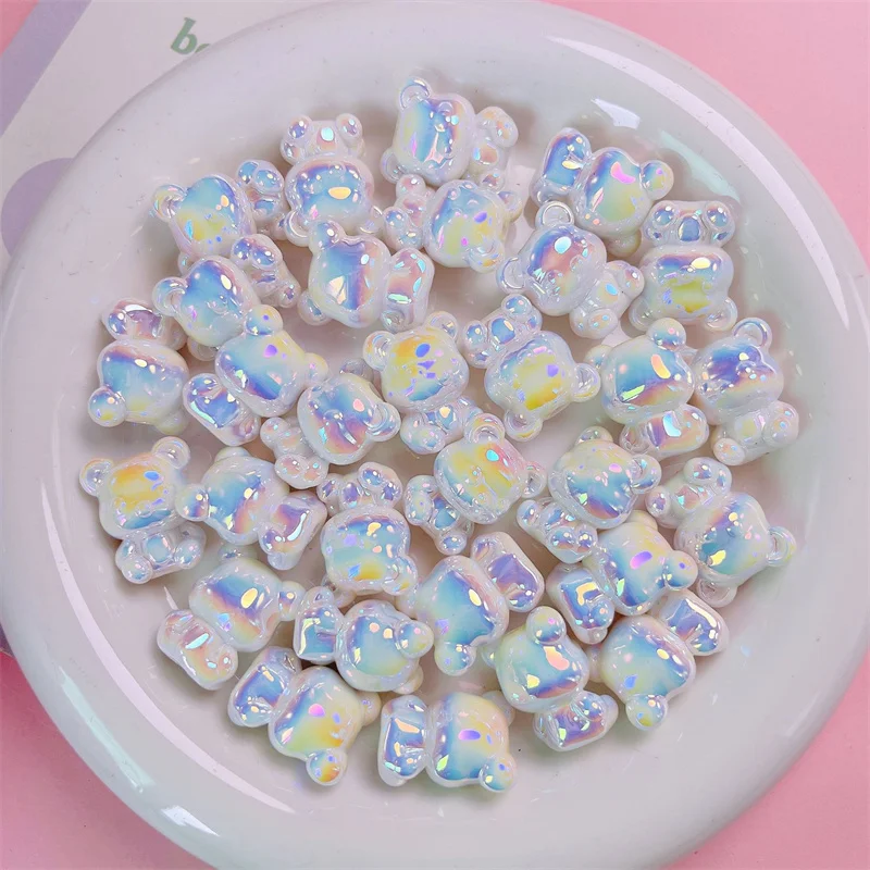 Vibrant 10-Piece Multicolor Bear Acrylic Bead Set