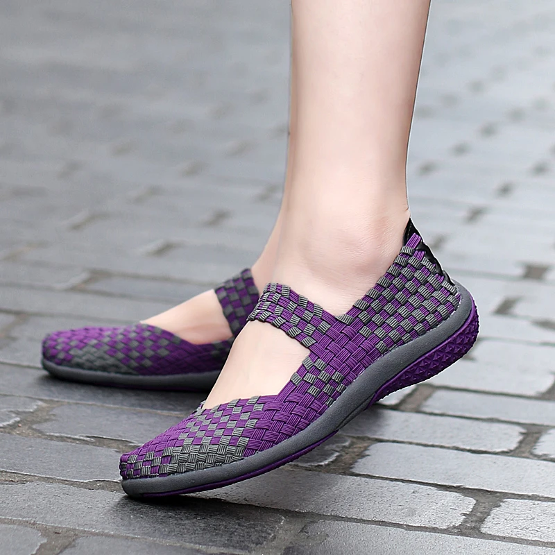 STRONGSHEN Summer Women Handmade Woven Slip-on Breathable Mesh Casual Shallow Flats Walking Sport Shoes Lady Tenis Plus Size 42 3