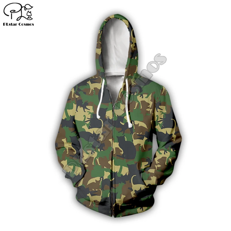 PLstar Cosmos Camouflage Cat Fashion Men's Sweatshirt Horse 3D Printing Harajuku Jacket Unisex Casual Hoodie Style-1