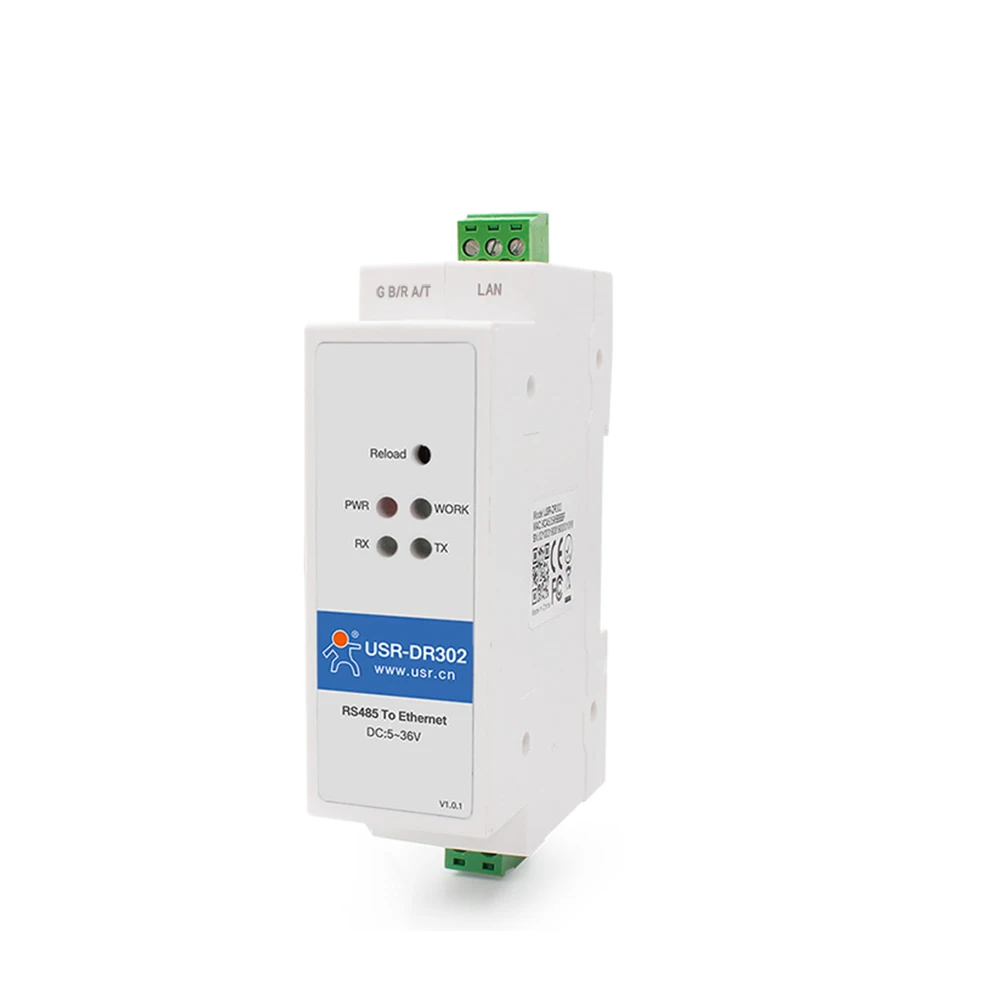 

USR-DR302 Din Rail Serial RS485 to Ethernet TCP IP Server Module Converter Modbus RTU unit