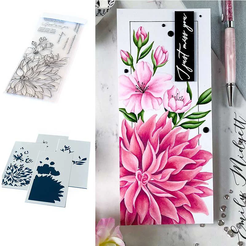 Beautiful Flowers Stencil And Stamps Scrapbook Diary Decoration Embossing Template DIY Greeting Card Handmade New Arrive 2022 |