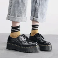Aiping 1461 Thick Bottom 3-hole Women's Low Top Authentic Leather Mirror Round Toe Flats Short Boots For Students Summer Wear 2