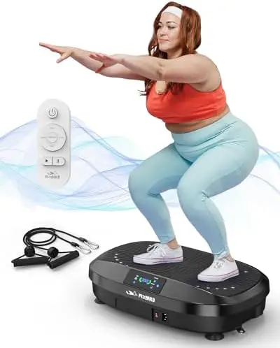 

Vibration Plate Exercise Machine, Lymphatic Drainage Machine, Whole Body Workout Vibration Platform w/ 2 Resistance Bands for We