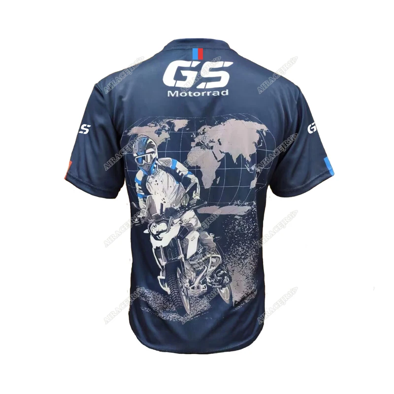 BMW 어드벤처 GS Motorrad 모터 오토바이 티셔츠, 남성 모터스포츠 레이싱 팀, 빠른 건조 저지 네이비, 여행 라이드, 여름
