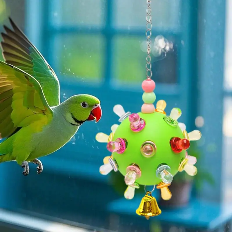 Bird Toys For Conures Planet Design Colorful Chewing Toy Relief Boredom Cage Accessories Training Forager Ball With Bell For