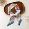Europe 2024 Fashion New National Style Small Nroken Flower Women's Decorative Twill Binding Bag Handle Silk Scarf Ribbon Scarf 4