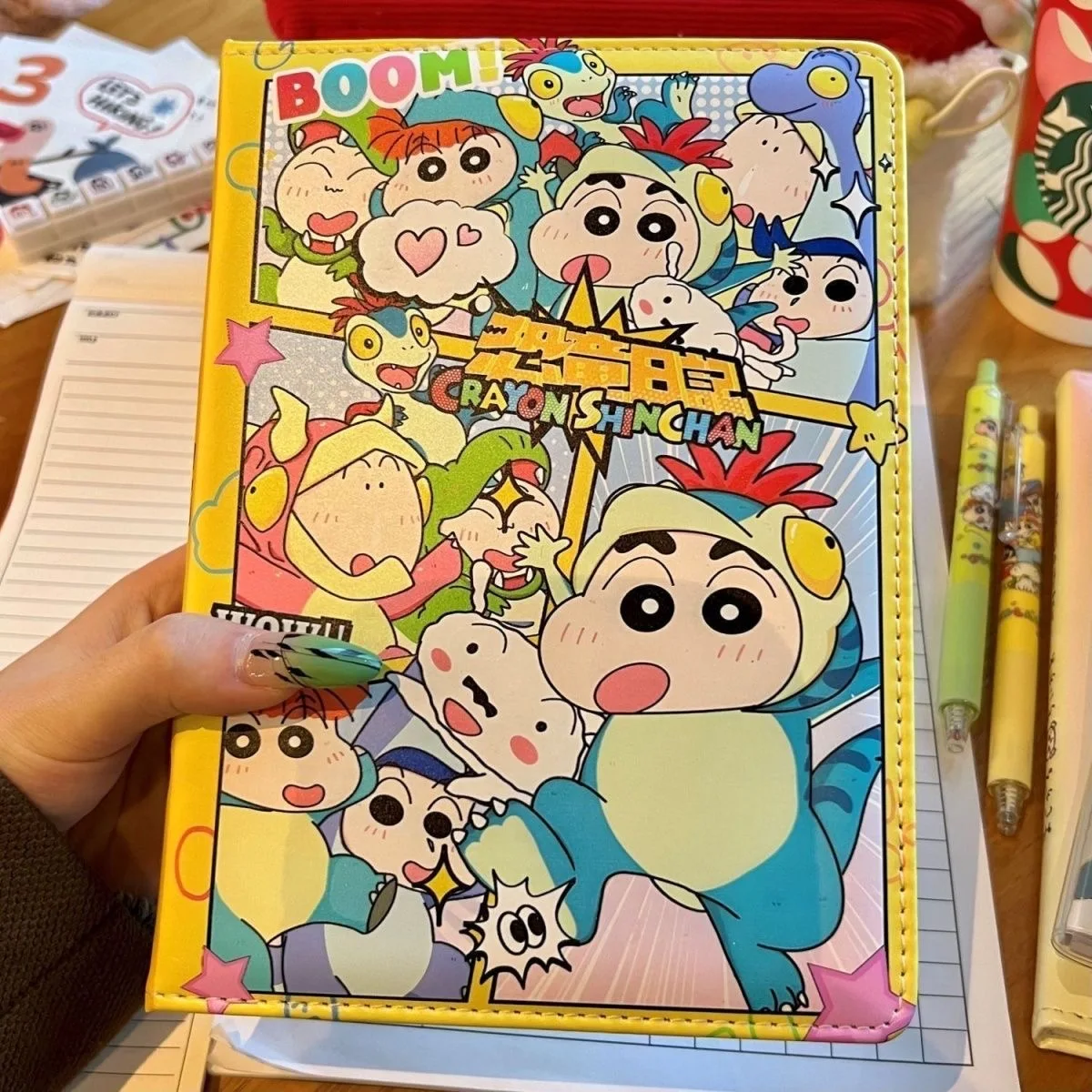 Deluxe Crayon Shin-chan A5 Leather Notebook – Full-Color Anime Design Diary Gift