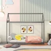 House Twin Bed Frame Wooden Platform Bed for Kids,No Box Spring Needed, Gray 4