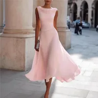 Bohemian Fashion O-Neck Dress Women’s Summer Loose Sleeveless Big Hem Design Dresses Ladies Elegant Party High-waist Vestidos