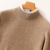Fall/Winter New Wool Pullover Sweater Cashmere Shirt Men's Semi-high Neck Long Sleeve Loose Knitted Bottom Shirt 3