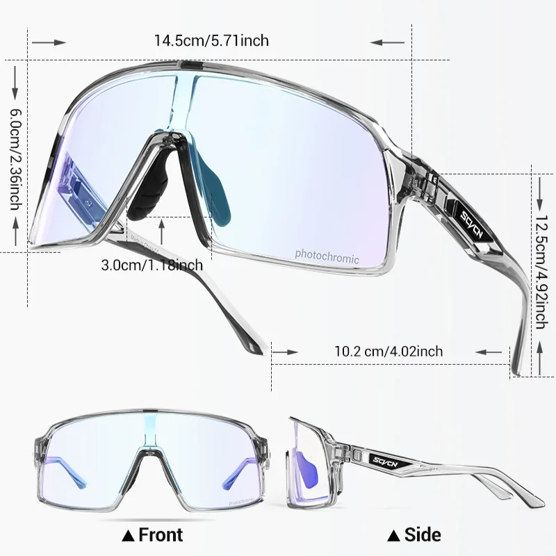 SCVCN Photochromic Cycling Glasses Sports Sunglasses for Men MTB Bike Bicycle Eyewear Women Fashion Goggles Skating Glasses