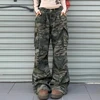 Women Y2K Camouflage Cargo Jeans Vintage High Waist Hip Hop Wide Leg Pants Female Street Wear Baggy Straight Denim Trouser 1