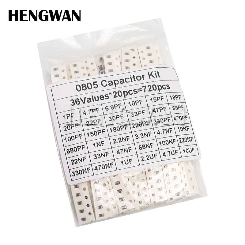 320PCS 720PCS 0603 0805 1206 SMD Capacitor Assorted Kit 16/36/50Values