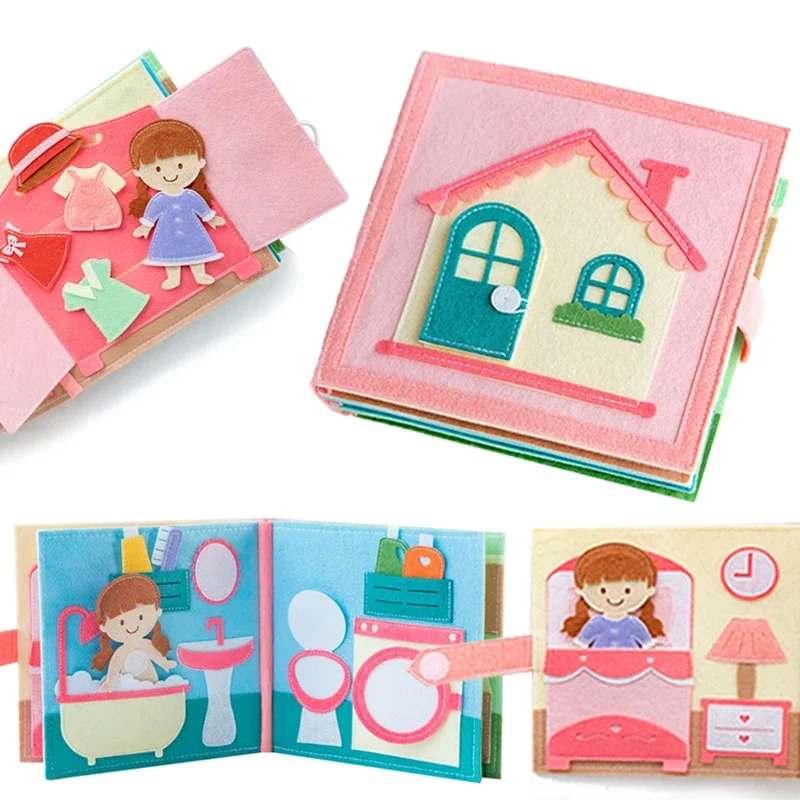 Toddlers Montessori Busy Book 3D Baby Story Cloth Activities Book Board Preschool Learning Education Travel Toys for Story Book 4