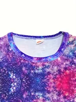 Girls Starry Unicorn Digital Print Round Neck Short Sleeve Party Casual Dress 4