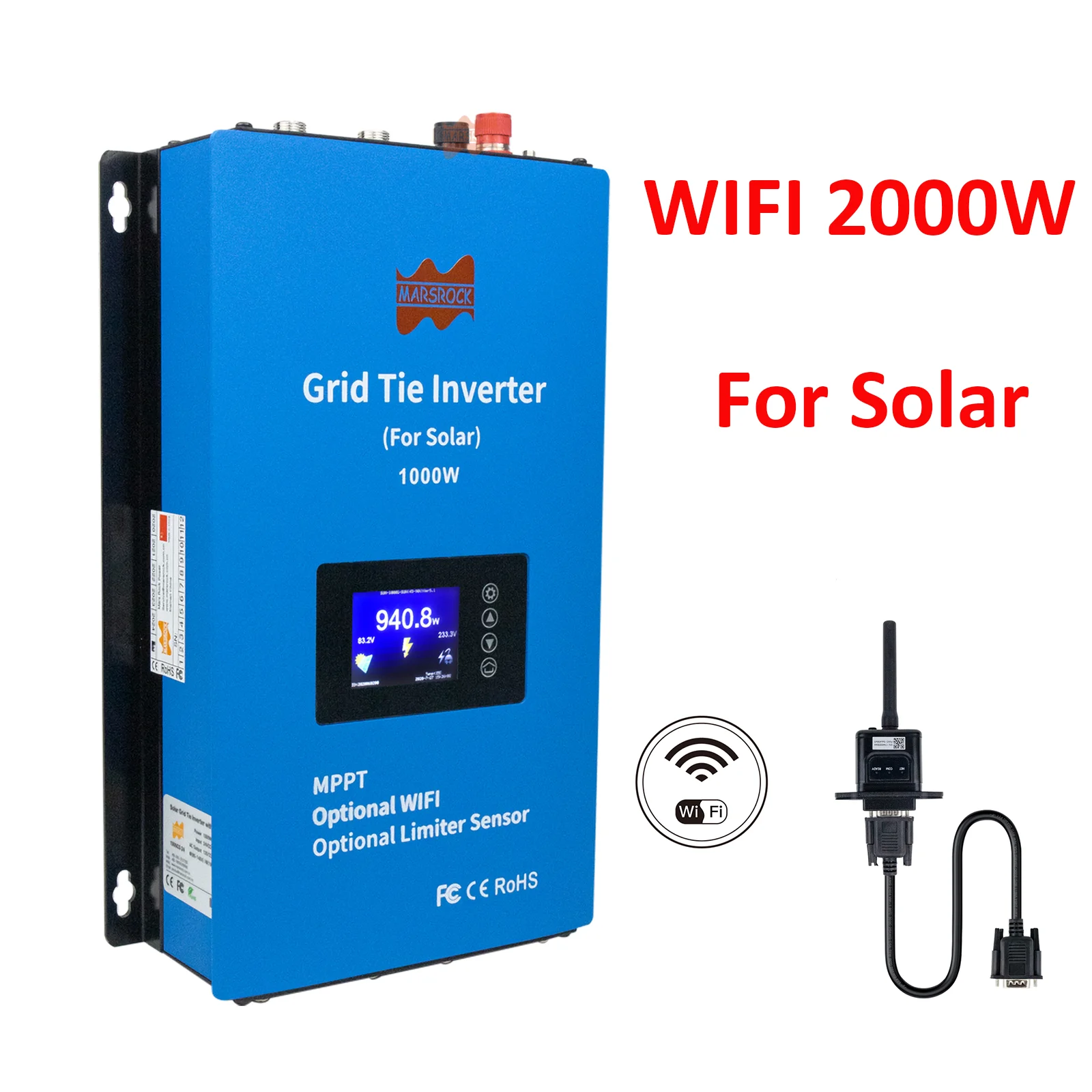 2000W Inverter Solare Carica Grid Tie Microinverter Mppt Onda Sinusoidale Pura Micro Inverter Pv Limitatore Di Corrente Convertitore Sensore Wifi