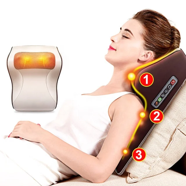 Newest Portable 3 in 1 Massage Pillow with Car Home Duel Use For Neck Back Shoulder Waist Body Massage multifunctional newest wireless neck massager kneading cervical spine massage shawl trapezius muscle rechargeable protable gift