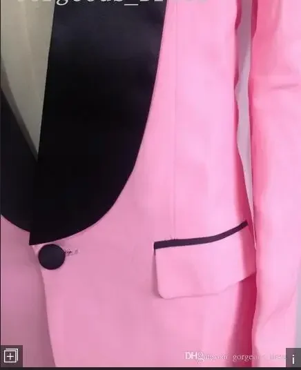 High Quality Costume Homme Hot Pink Shawl Lapel Men Suits Wedding Suits for Men Groom Blazer Custom Slim Fit 2 Piece Prom Tuxedo