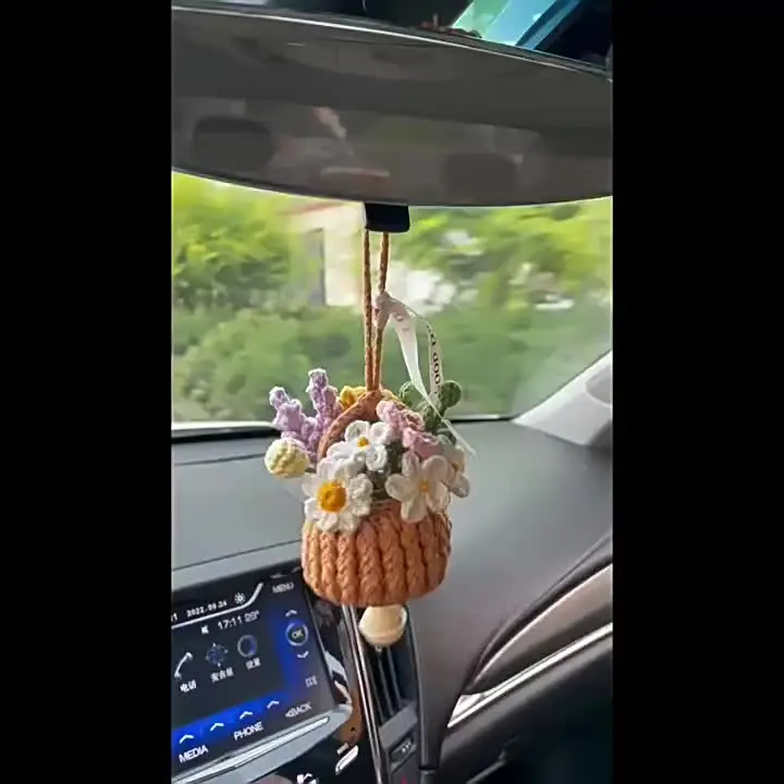 Fulenyi Pianta All'uncinetto Per Specchietto Auto: Decorazione Fatta A Mano Che Porta Un Tocco Di Natura Nei Tuoi Viaggi